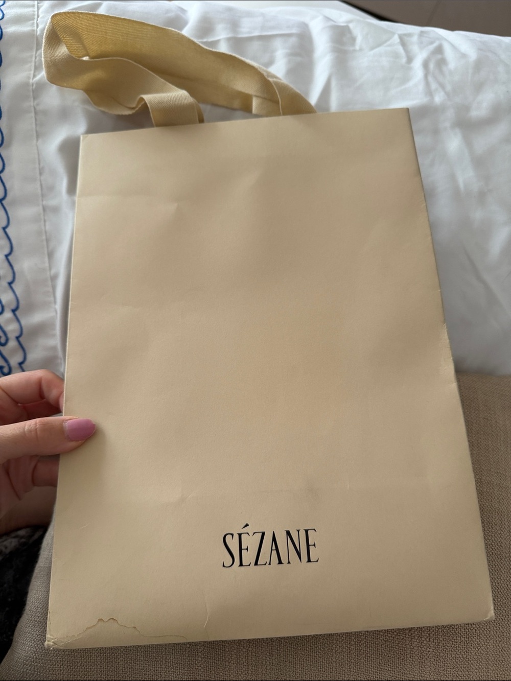 Sézane Cream Shopping Tote with Wide Straps